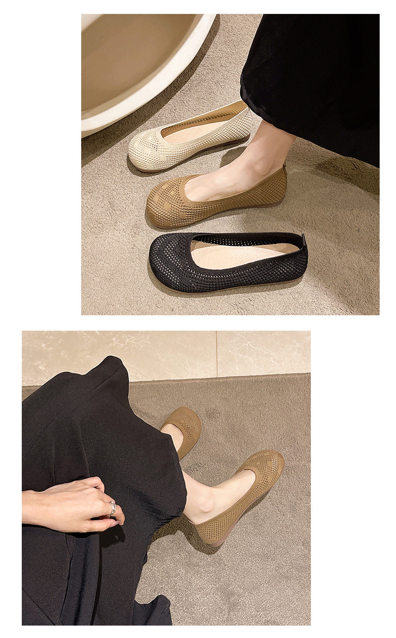 Eco-friendly fashion women's woven hollow loafers