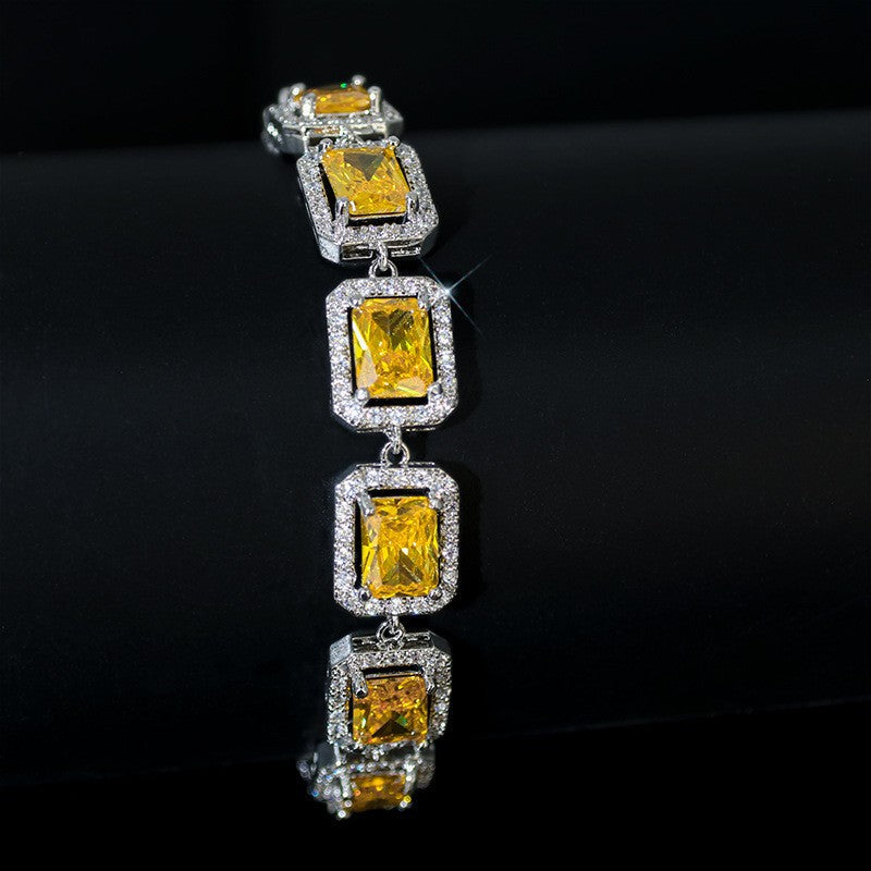 Parure collier et boucles d'oreilles de luxe en cristal jaune pour soirée