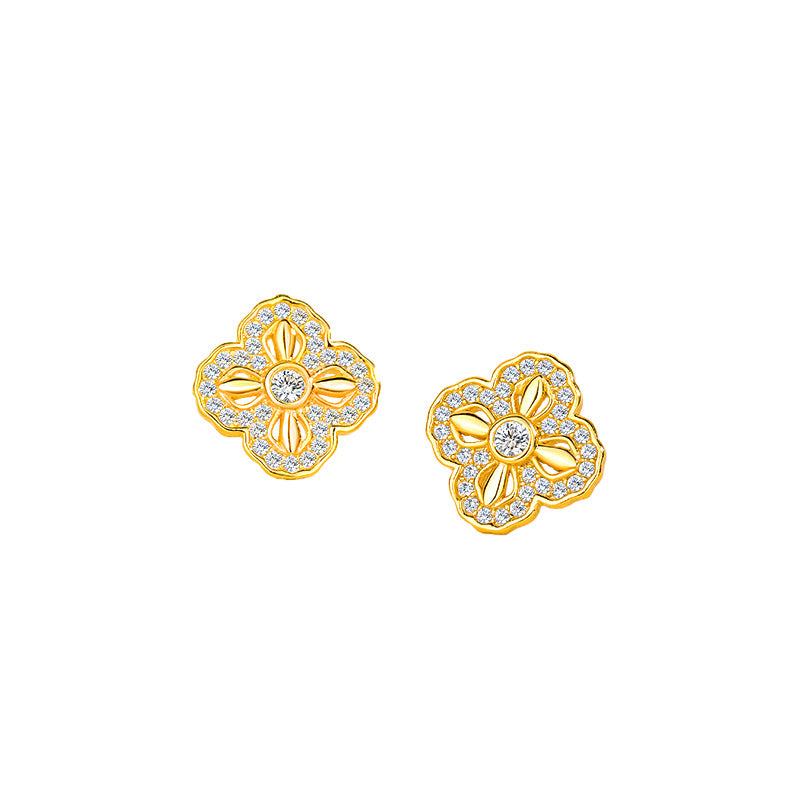 S925 sterling silver four-leaf clover stud earrings