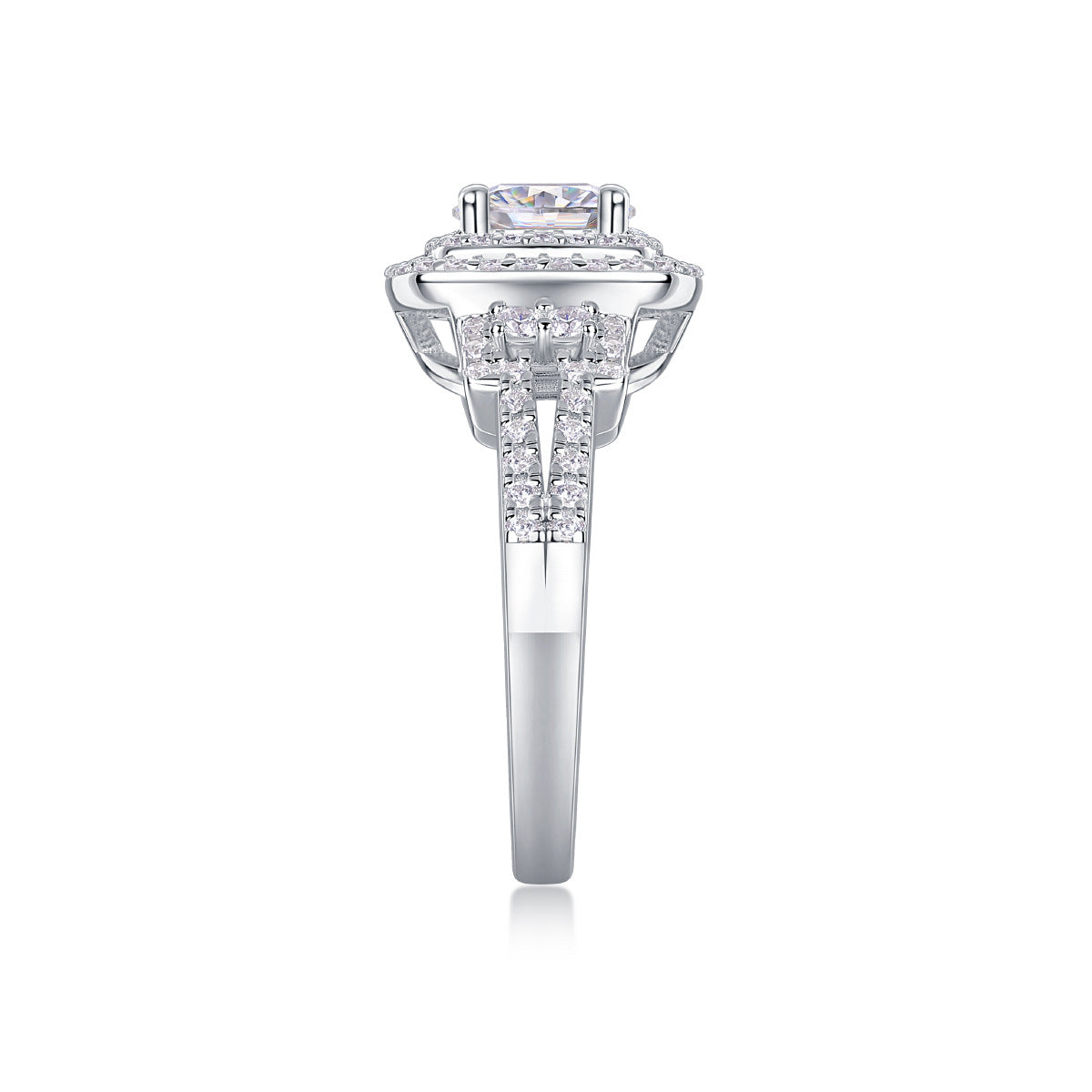 Luxury White Crystal Halo Statement Ring for Women
