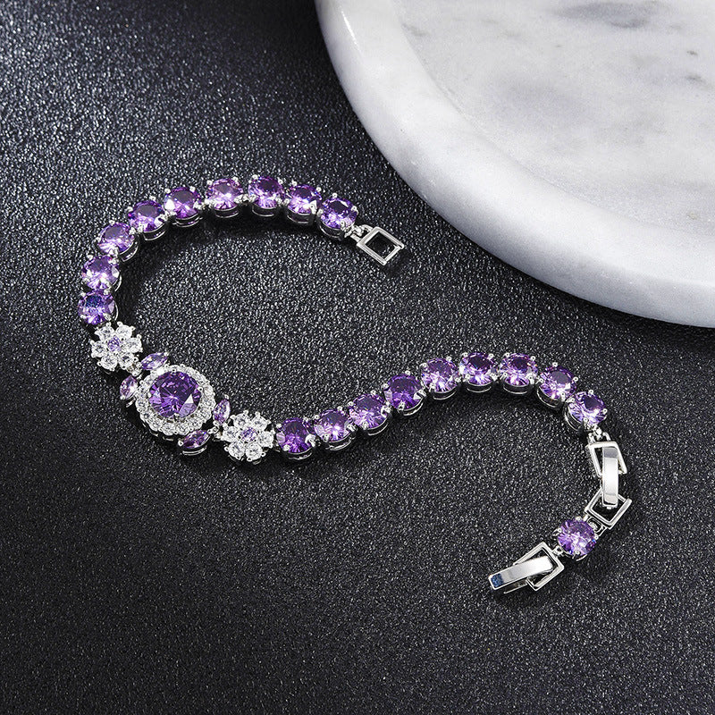 Light Luxury Amethyst Flower Zircon Bracelet