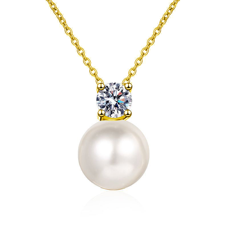 S925 Sterling Silver Pearl Mozzarella Diamond Necklace