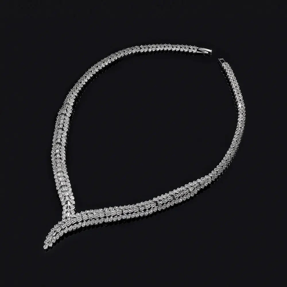 Parure de collier en V en cristal pour mariage et soirée