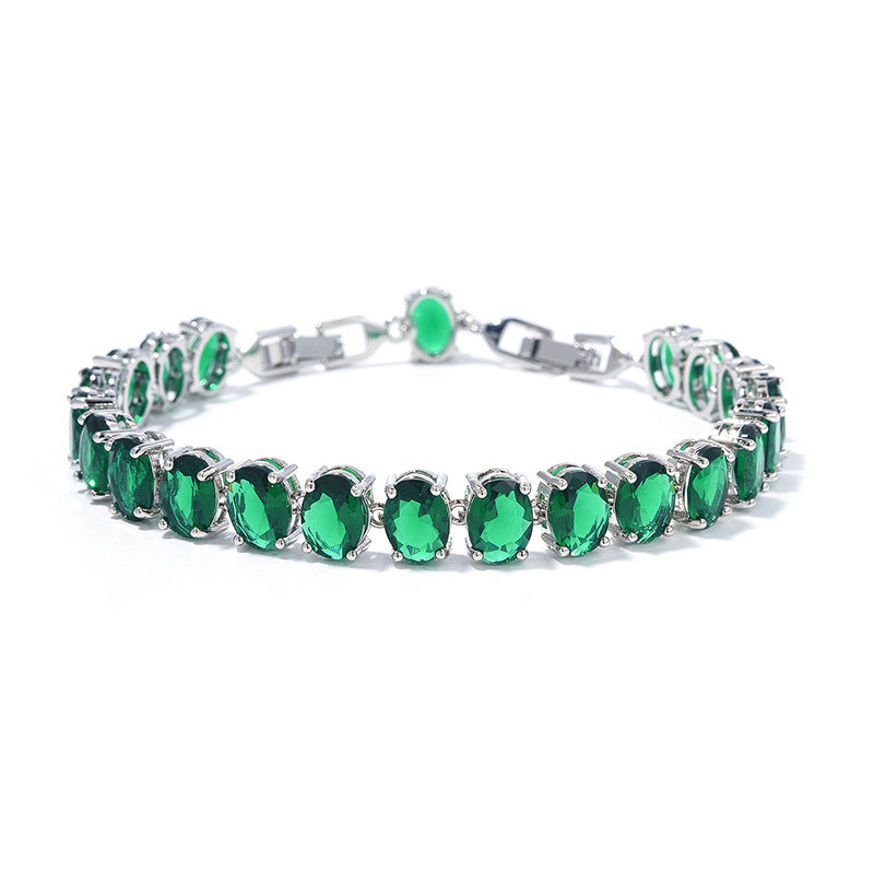 Simple inlaid circular zircon bracelet