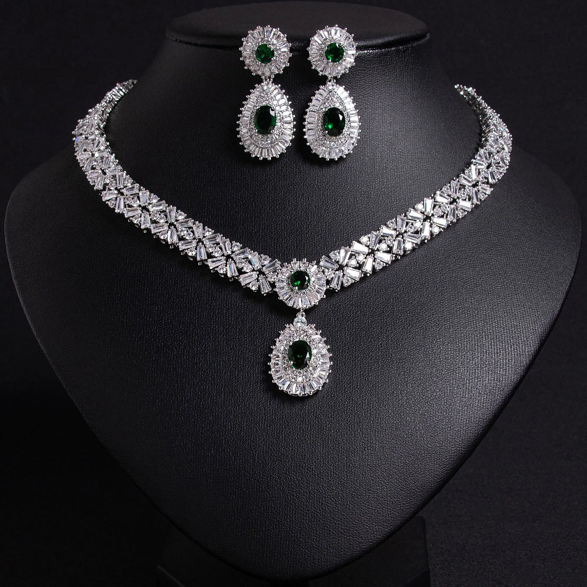Ensemble collier de déclaration de luxe en cristal rouge – Bijoux de mariage nuptial pour femmes