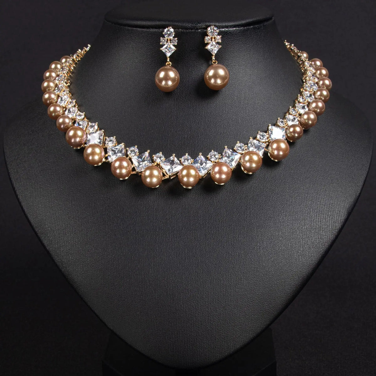 Parure de bijoux de mariage polyvalente en perles Collier et boucles d'oreilles