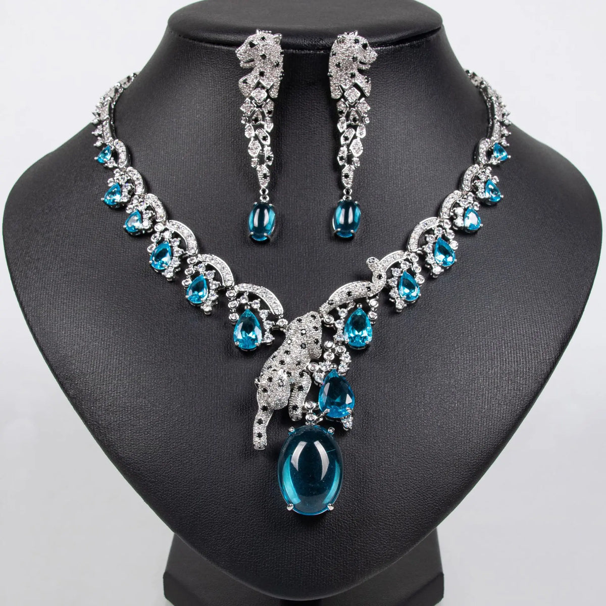 Ensemble Collier Léopard Luxe Cristal – Bijoux Fantaisie Rouge Éclatant pour Femmes