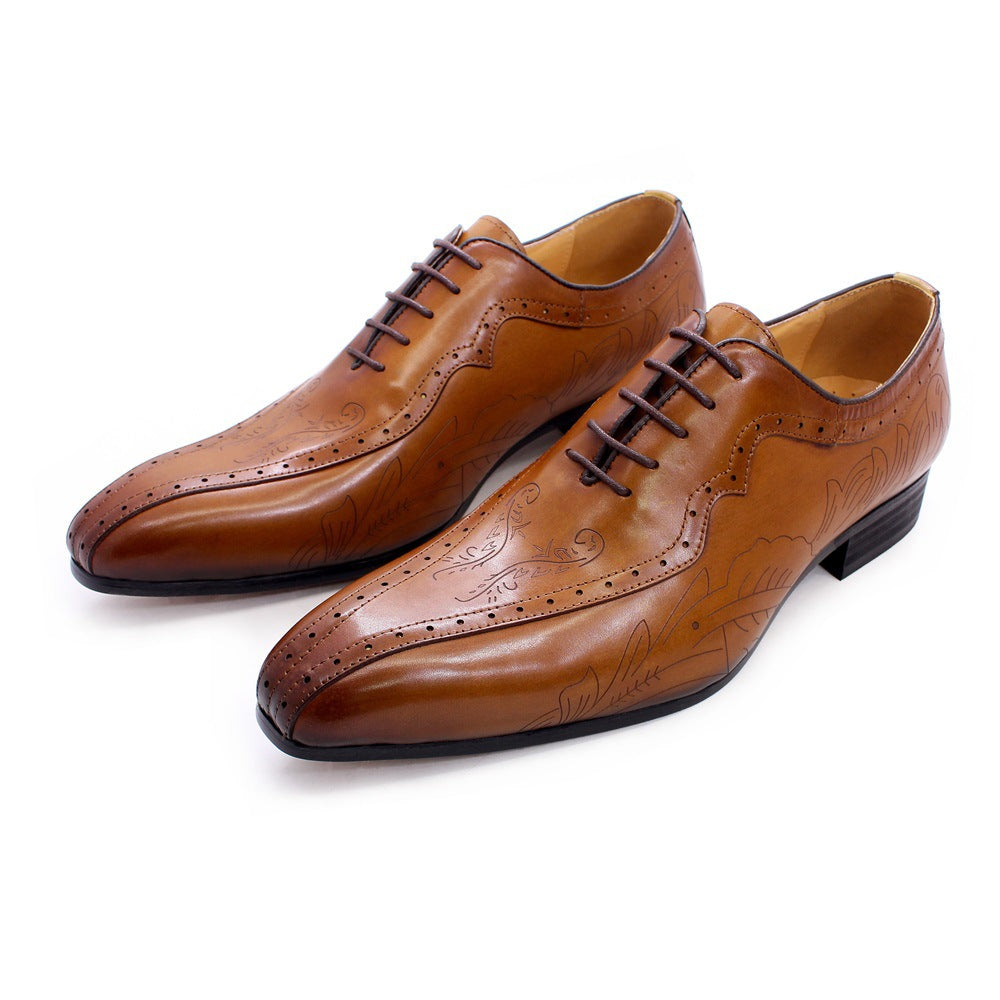 Men's Business Brown Carved Oxford Shoes