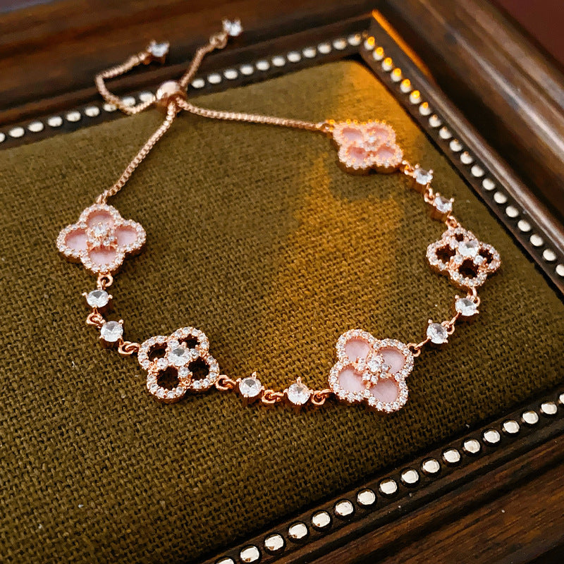 Light luxury four-leaf clover five-flower bracelet