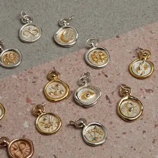 Collier pièce de monnaie signes astrologiques vintage