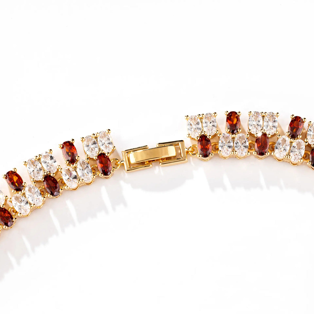 Parure élégante collier et boucles d'oreilles en cristal rouge rubis pour tenue de soirée