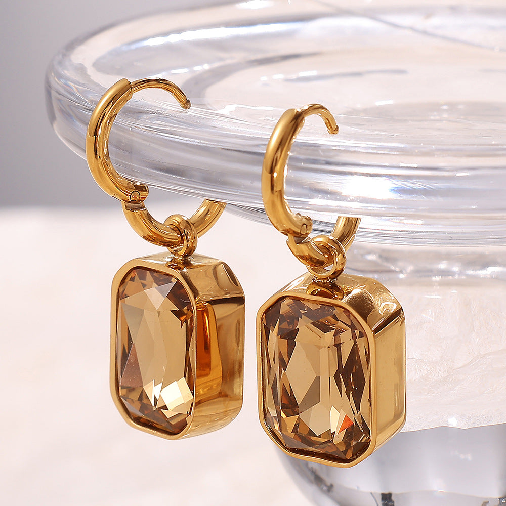 Cube gemstone necklace earrings