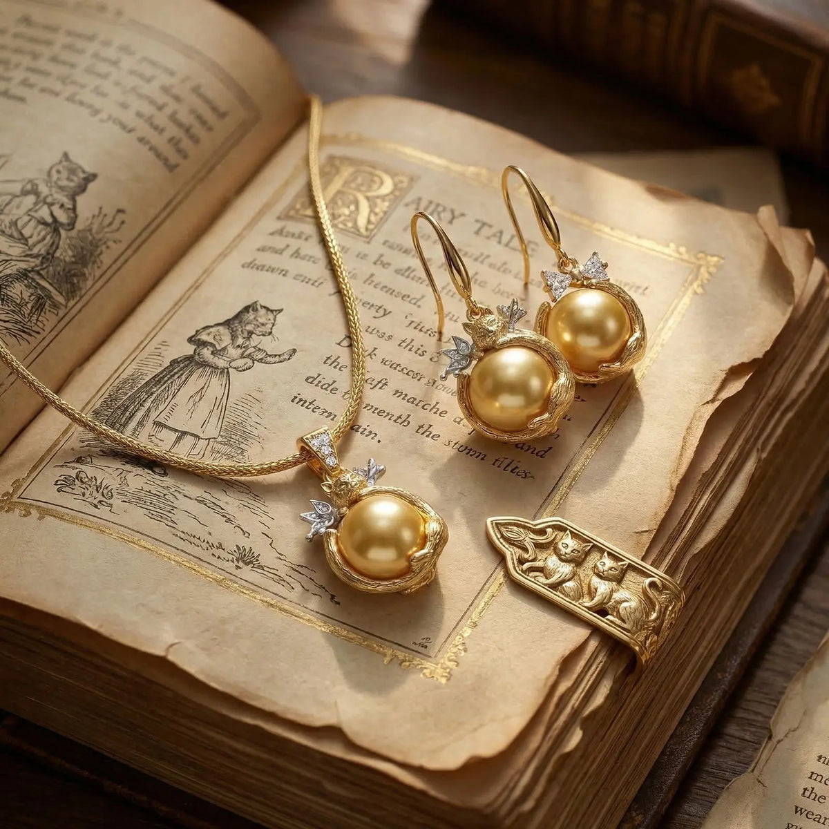 Ensemble collier et clous d'oreilles perles rondes nœud papillon Bijoux délicats haut de gamme et de niche