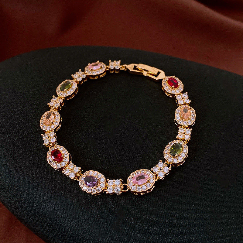Vintage light luxury zircon buckle bracelet