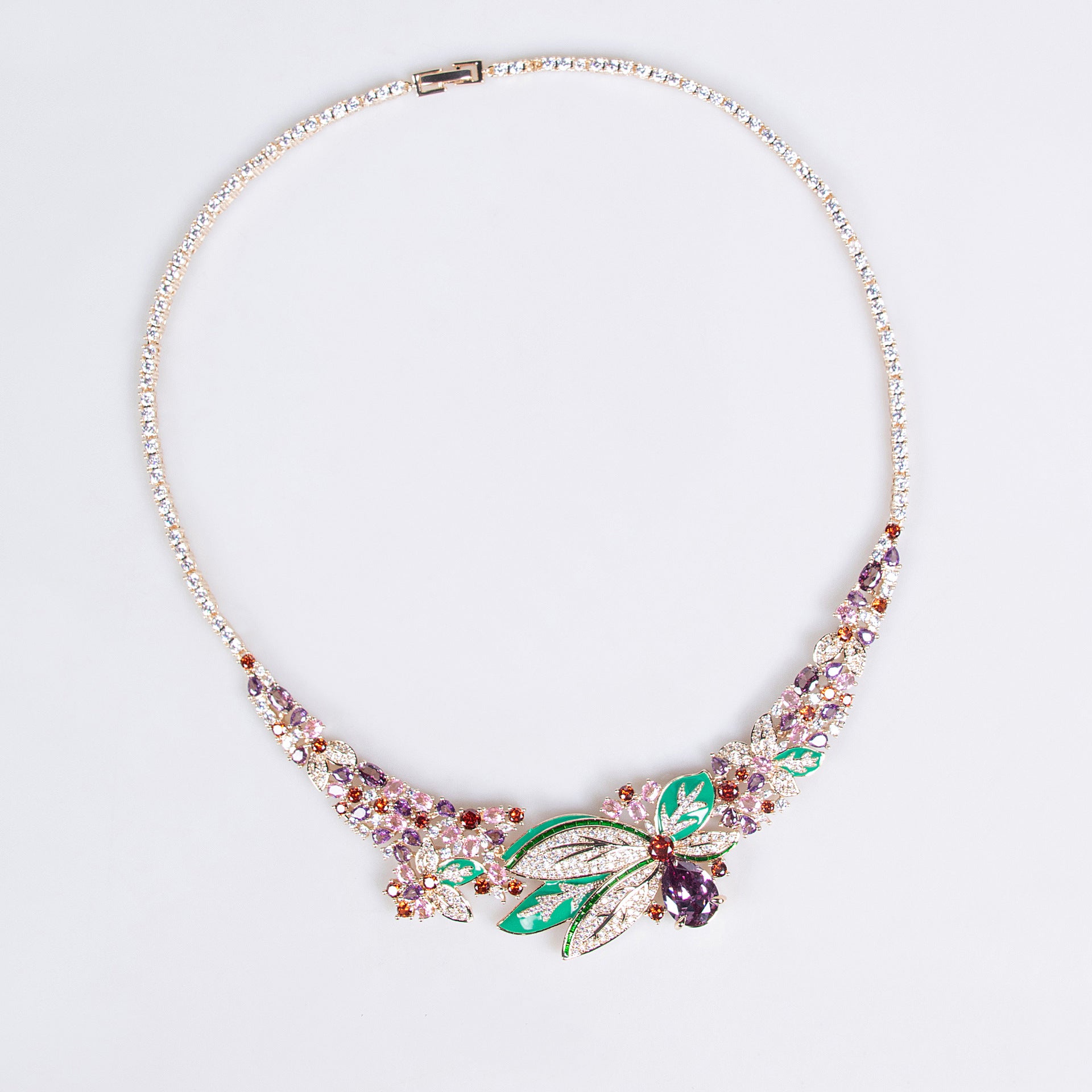 Luxury Dragonfly Crystal Necklace Earrings Set – Elegant Statement Jewelry for Women