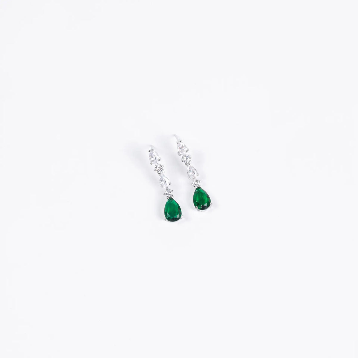 Emerald Green Teardrop Jewelry Set – Elegant Crystal Necklace Earrings