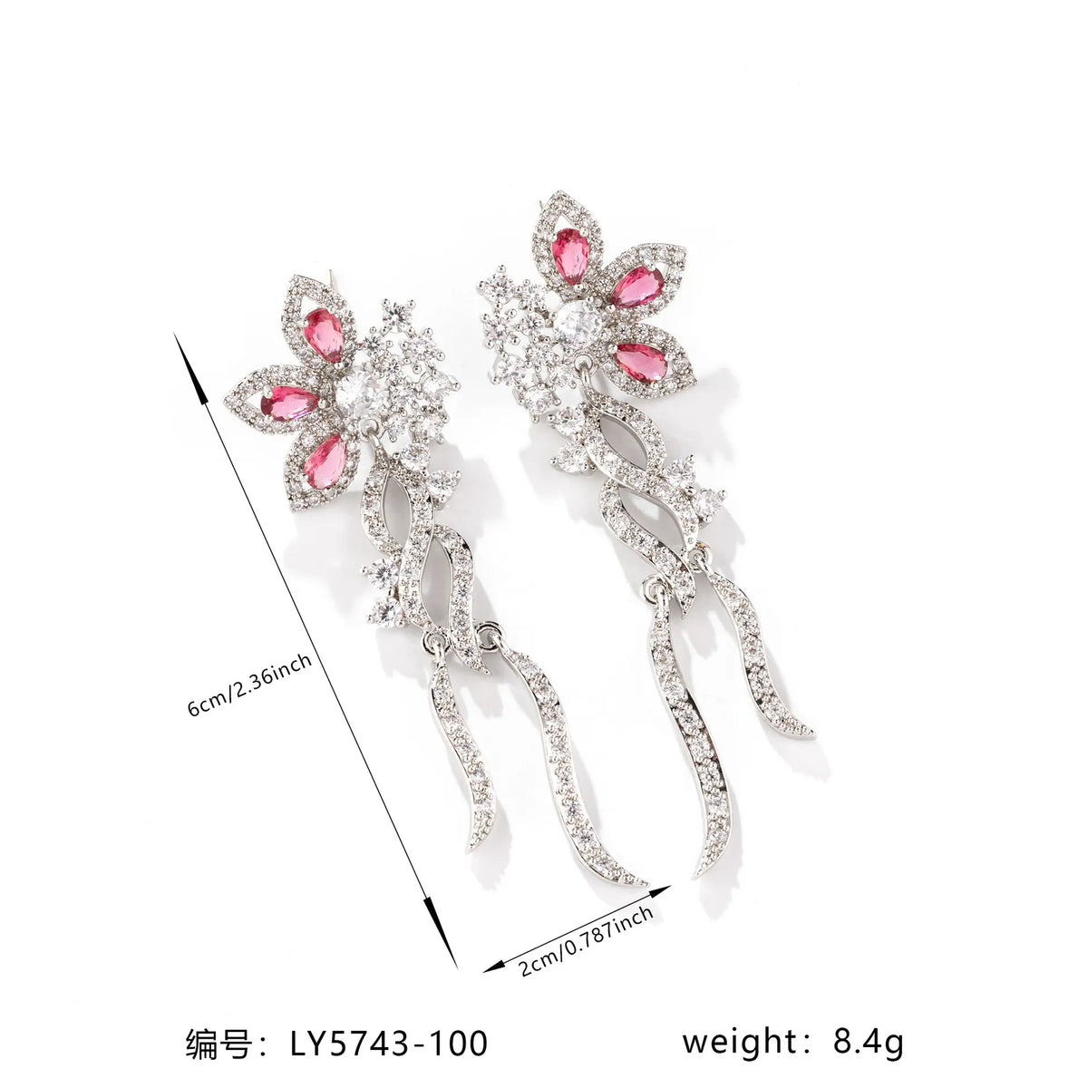 Boucles d'oreilles pendantes Ruby Rose glamour avec détails en cristal étincelant