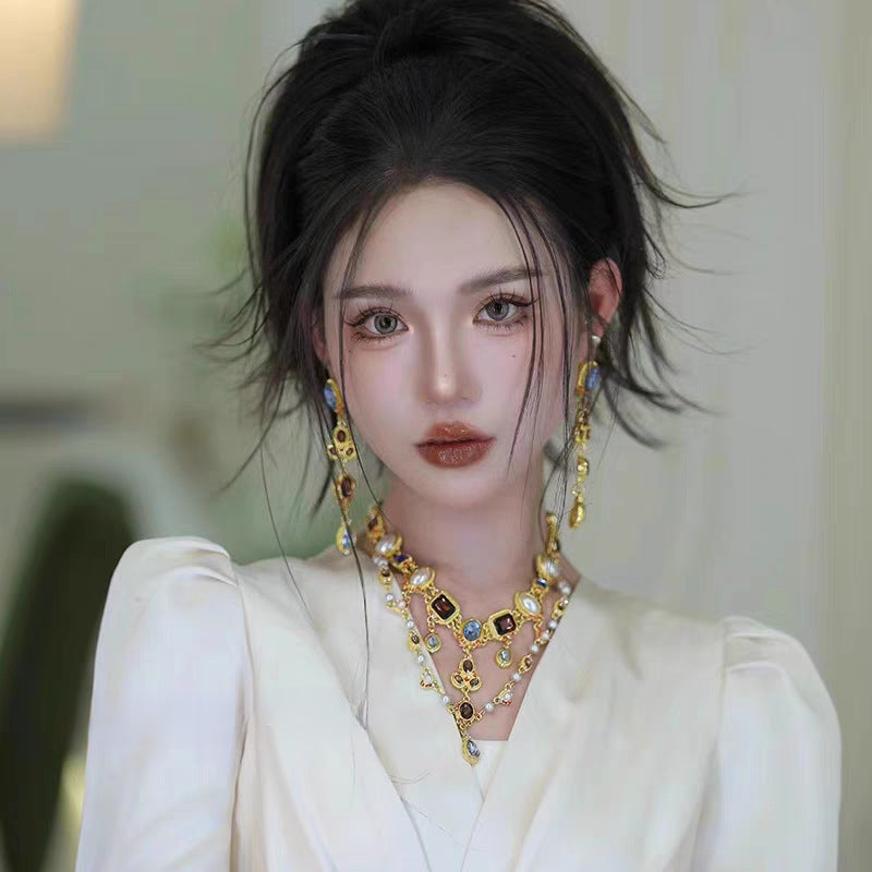 Colored Diamond Medieval Necklace Set