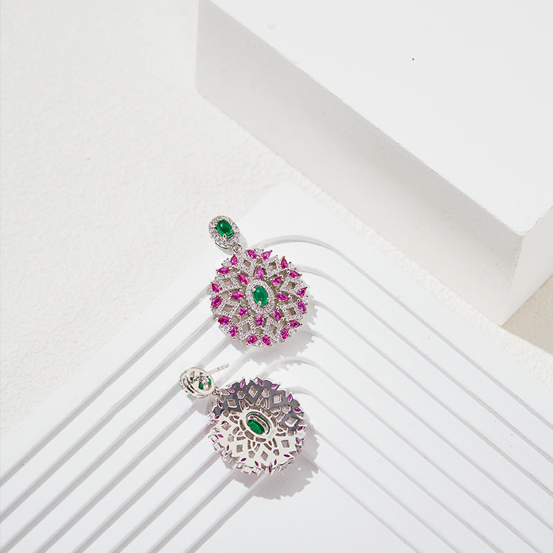 European heavy industry wreath gold-plated hollow earrings