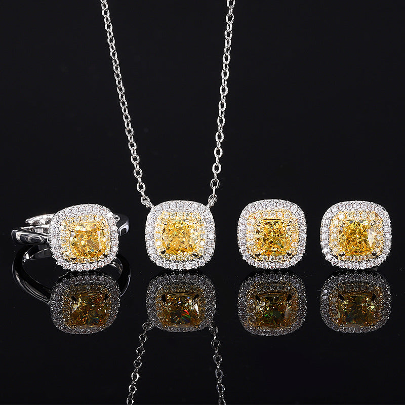 Ensemble de diamants jaunes taille fleur de glace en diamant à haute teneur en carbone