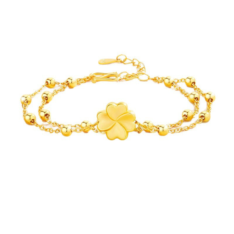 S925 Sterling Silver Heart Clover Bracelet