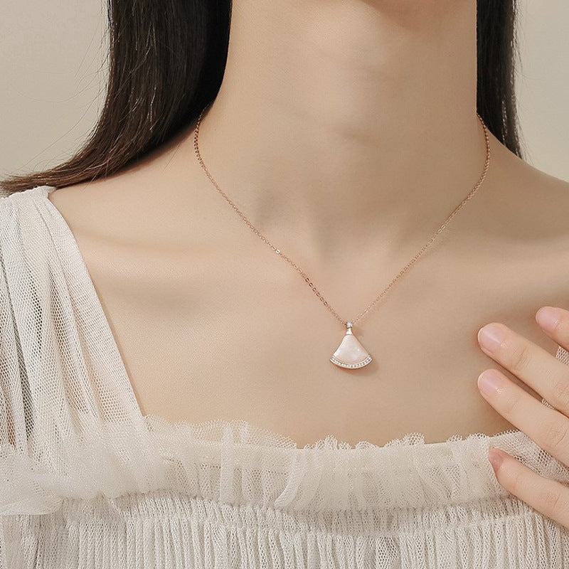 White Fritillary Diamond Fan Necklace