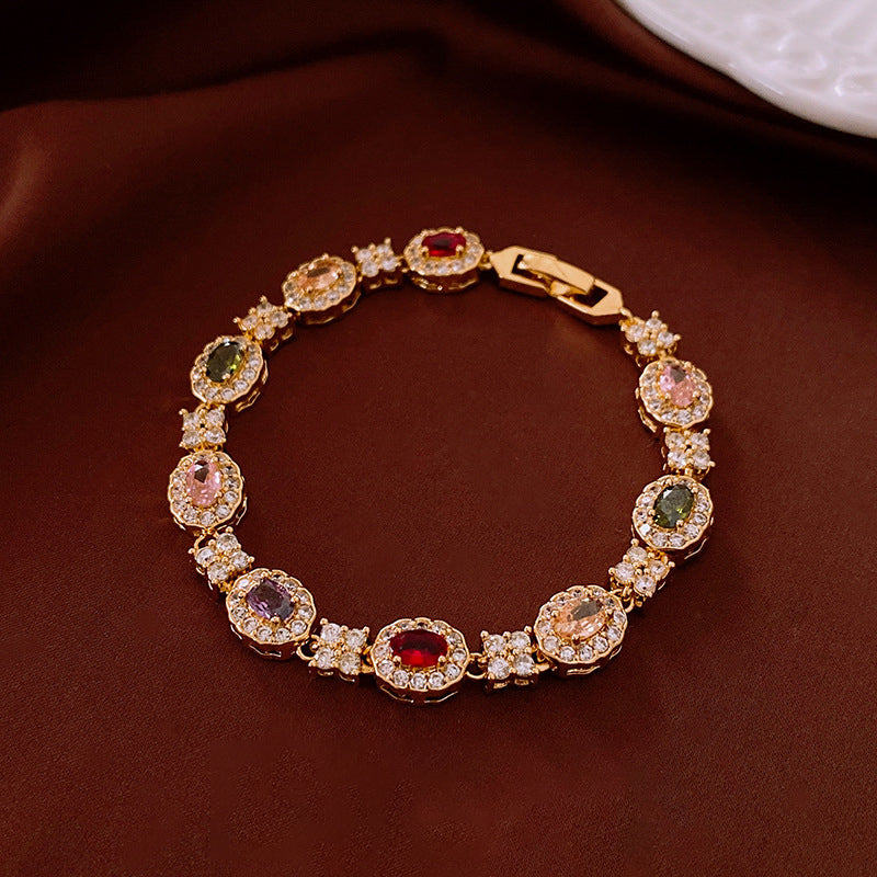 Light Luxury Amethyst Flower Zircon Bracelet