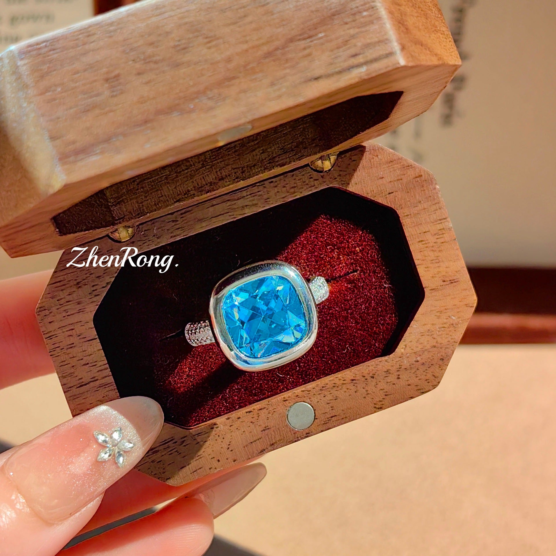 Ensemble de bijoux en forme de cube de sucre Paraïba, style léger et luxueux
