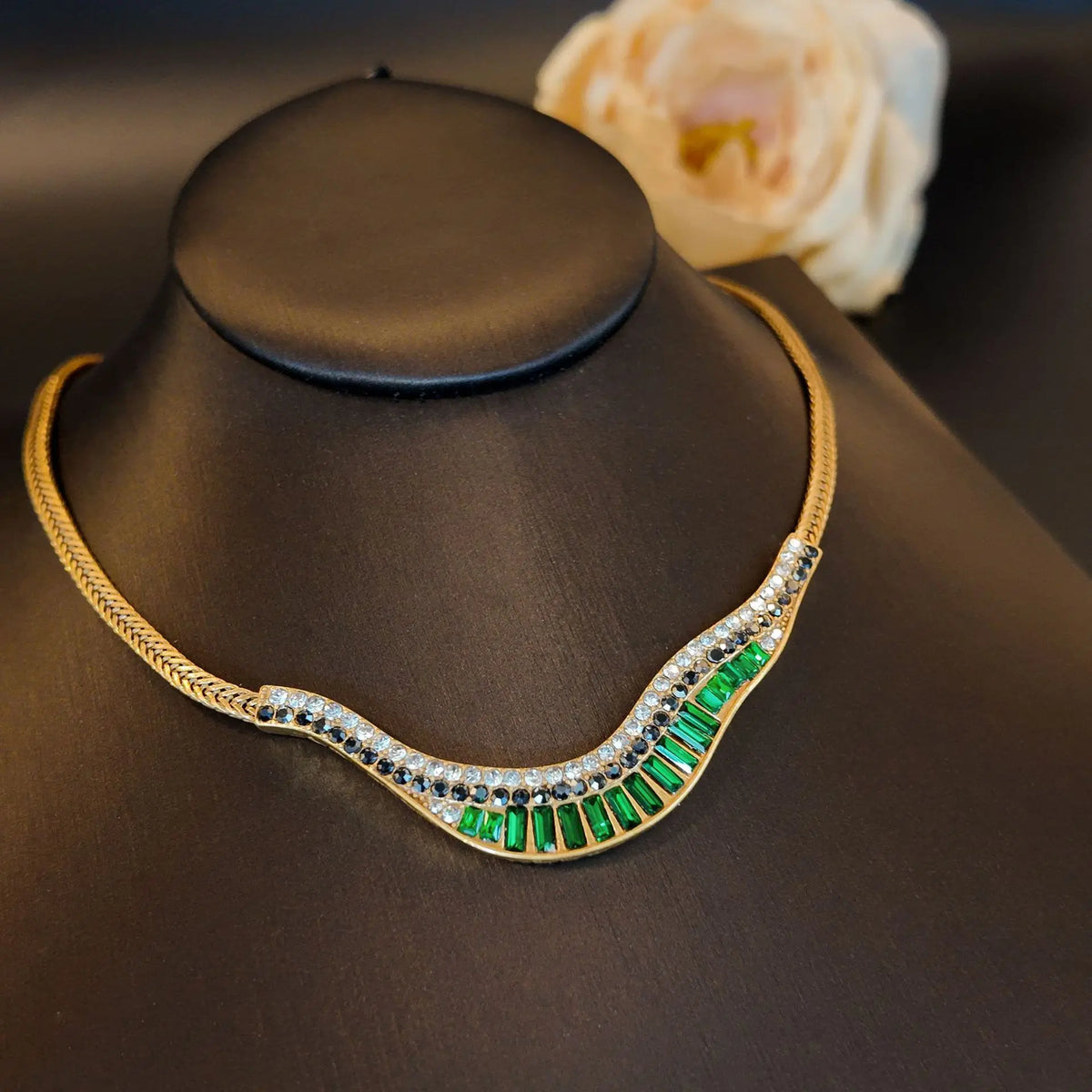Parure de bijoux feuille strass mode