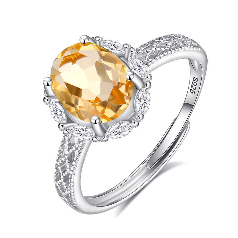 S925 Sterling Silver Color Treasure Adjustable Ring