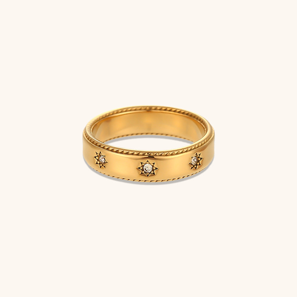 18K gold plated retro zircon star ring