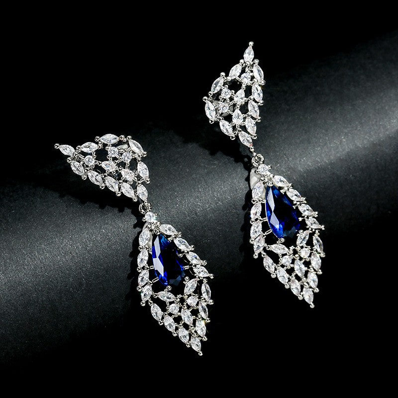Luxury Zircon Wings Earrings Necklace Set