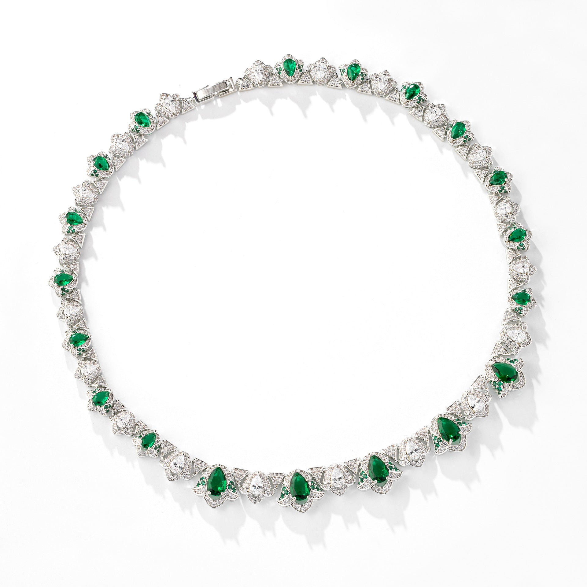 Glamorous Red Pink and Green Crystal Jewelry Set for Evening Gala