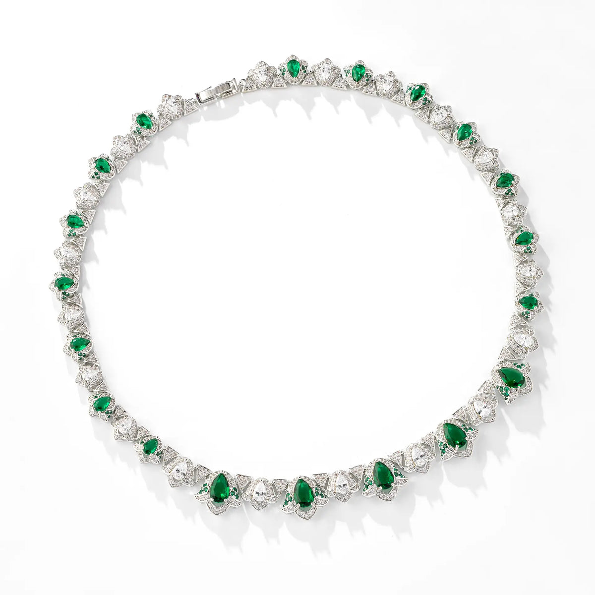 Parure de bijoux glamour en cristal rouge, rose et vert pour soirée de gala