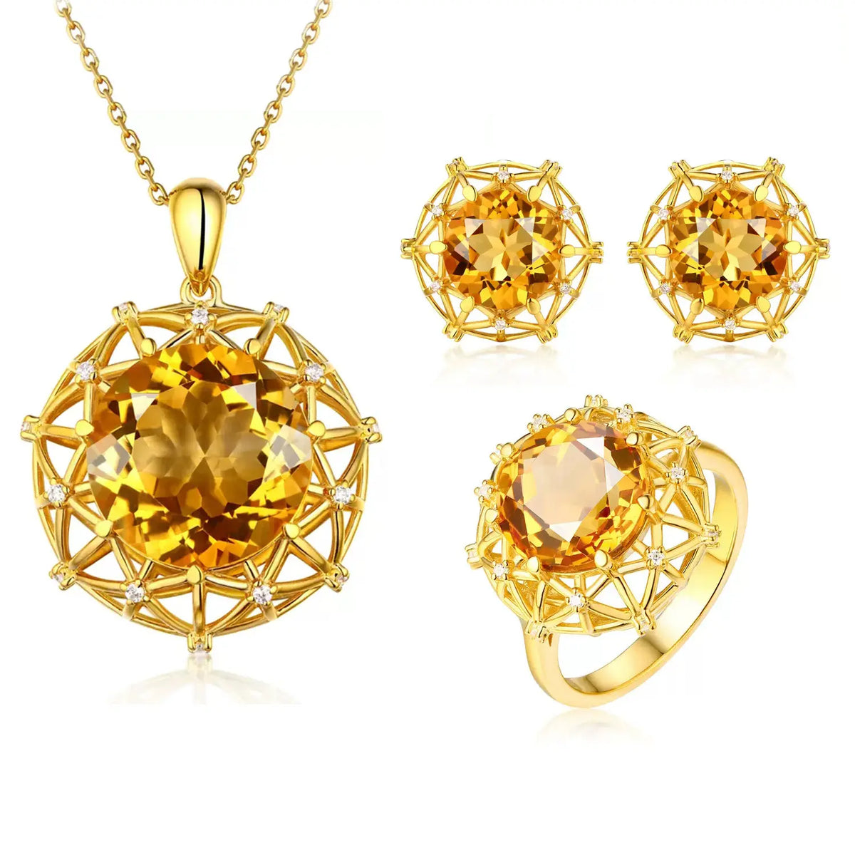 Collection nid d'oiseau en citrine surdimensionnée de 10 carats