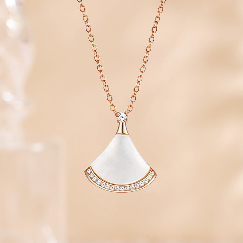 White Fritillary Diamond Fan Necklace