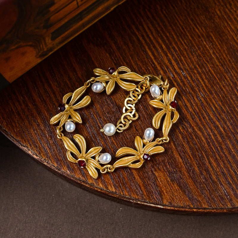 New Medieval Flower Gold Plated Jewelry Set