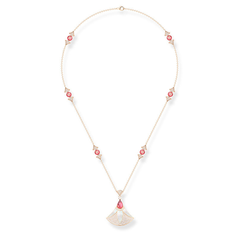 Copper gold-plated white shell small skirt gemstone necklace