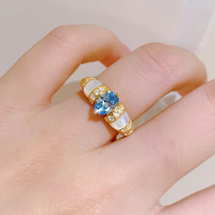 Bague de fritillaire naturelle en poudre de dopamine tendance