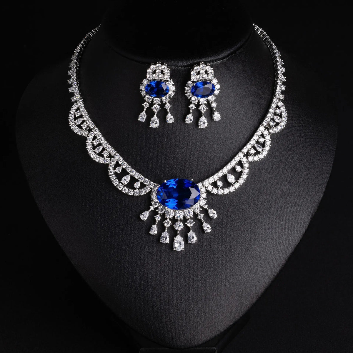 Elegant Turquoise and Yellow Gemstone Jewelry Set – Gold Necklace Earrings