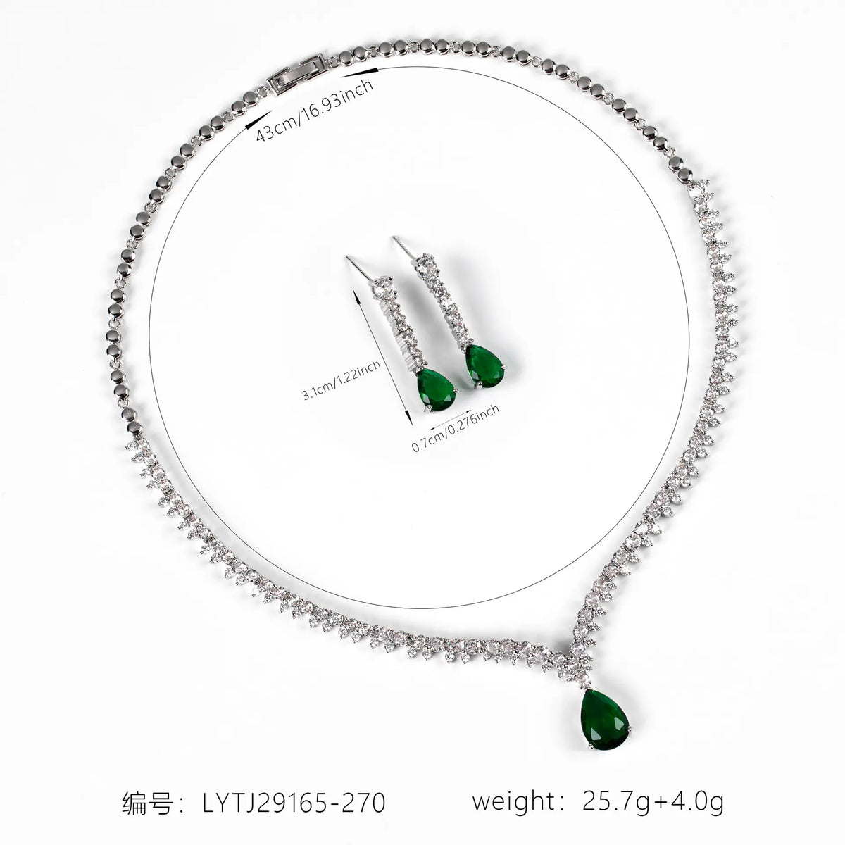 Ensemble Pendentif Goutte d'Eau Émeraude de Luxe pour Femme