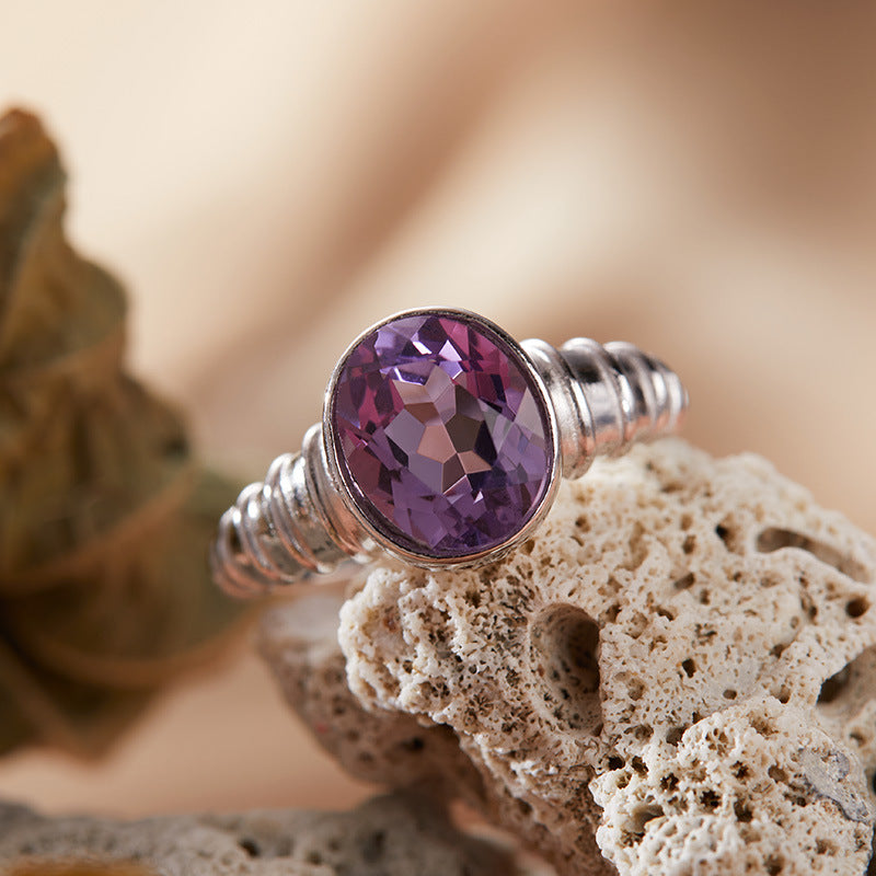 Natural topaz crystal ring