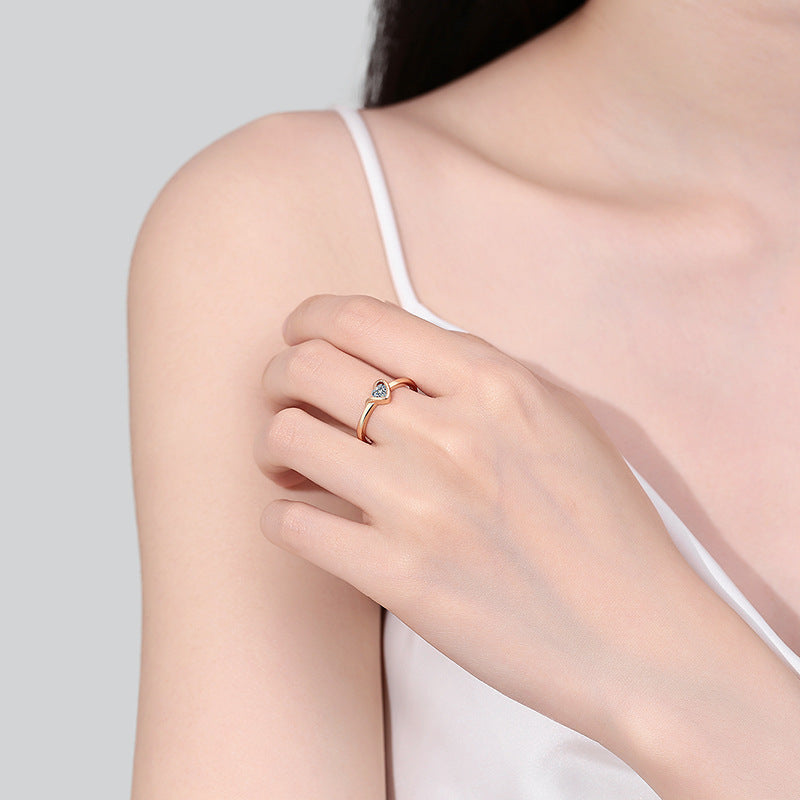 S925 Sterling Silver Moissanite Champagne Gold Ring