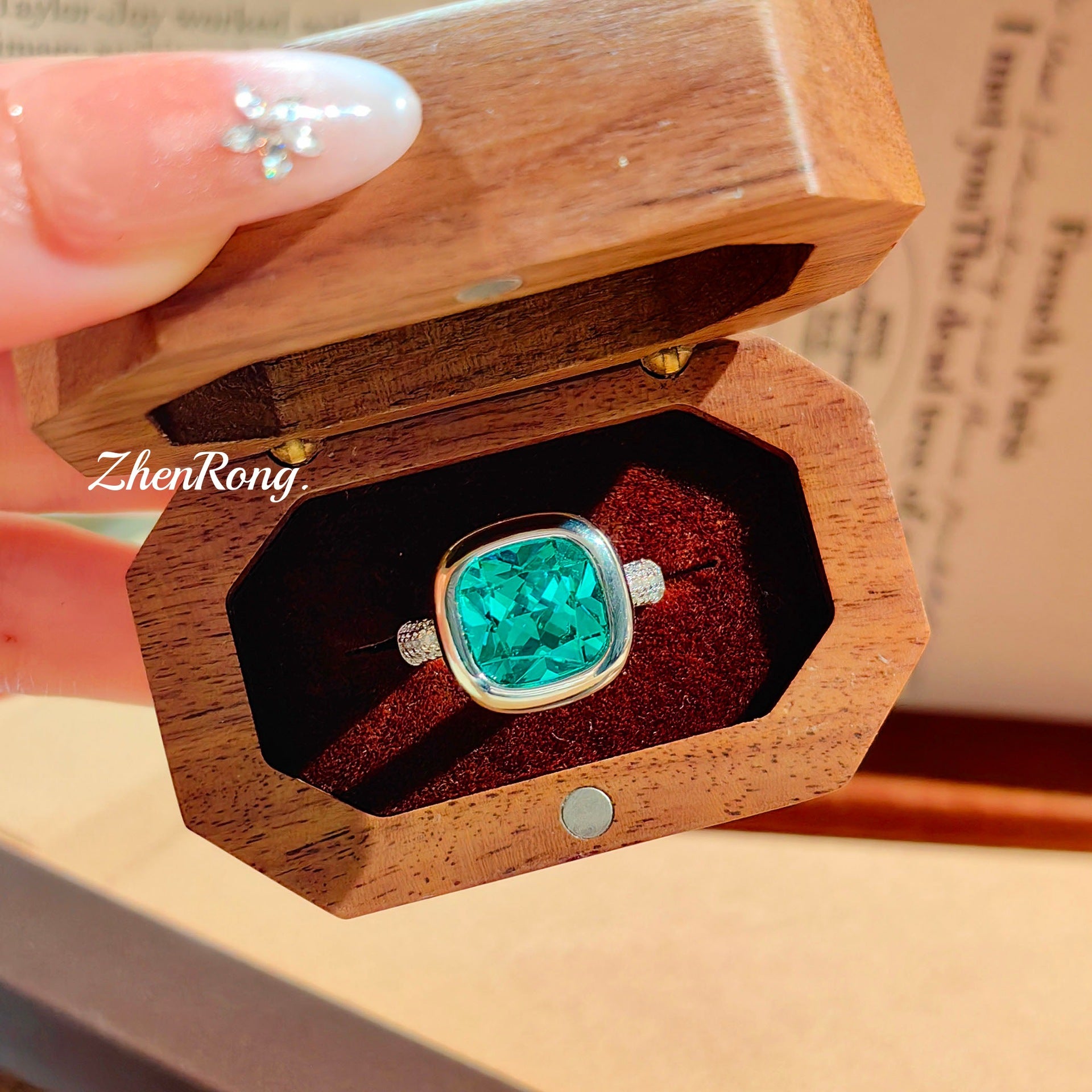 Ensemble de bijoux en forme de cube de sucre Paraïba, style léger et luxueux