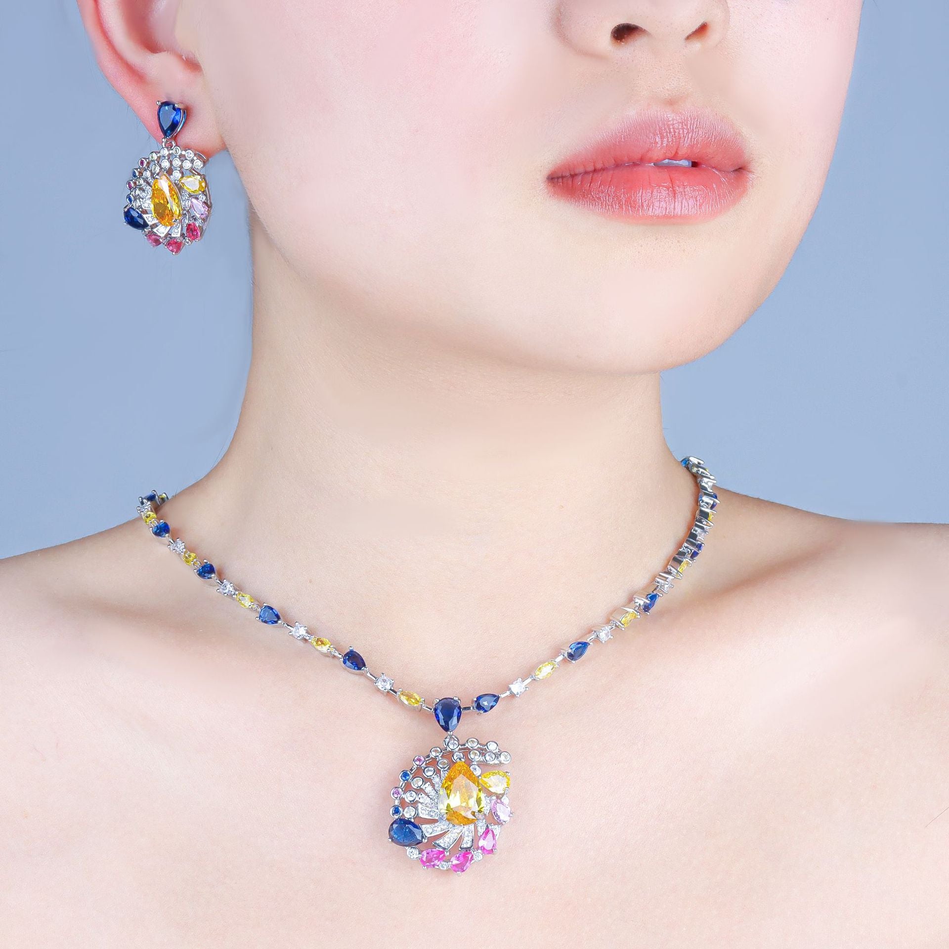 New color luxury texture simple fashion women's necklace earrings set