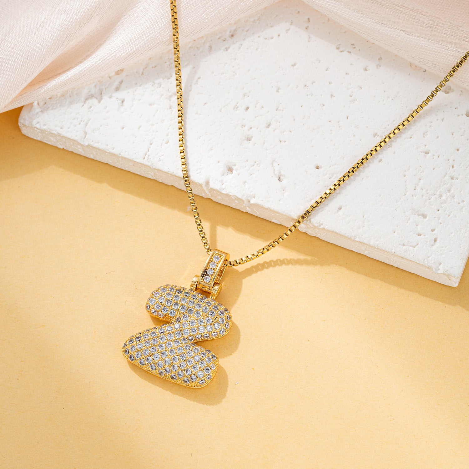 Creative fashion zircon fat 26 letter necklace