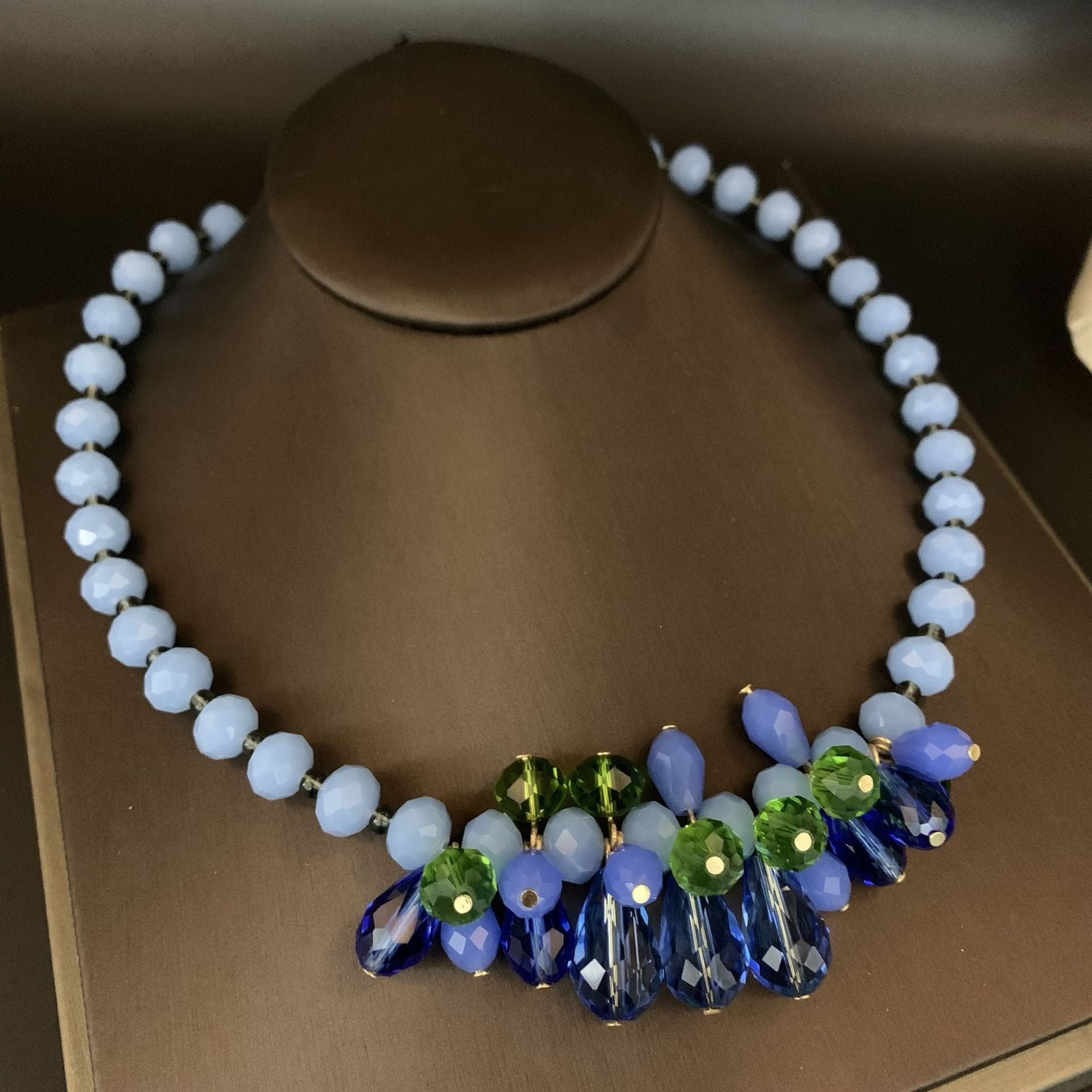 Vintage simple glazed blue pearl necklace