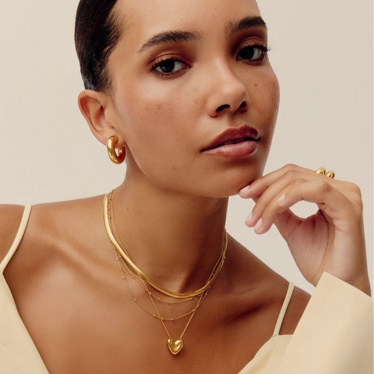 Light luxury stacked multi-layer snake bone chain necklace