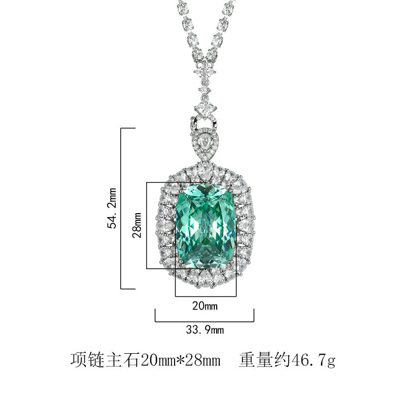 Luxury Cushion Cut Crystal Pendant Necklace for Women