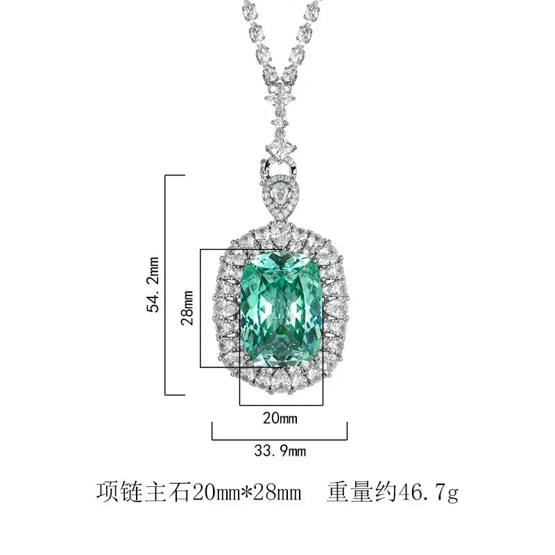 Luxury Cushion Cut Crystal Pendant Necklace for Women